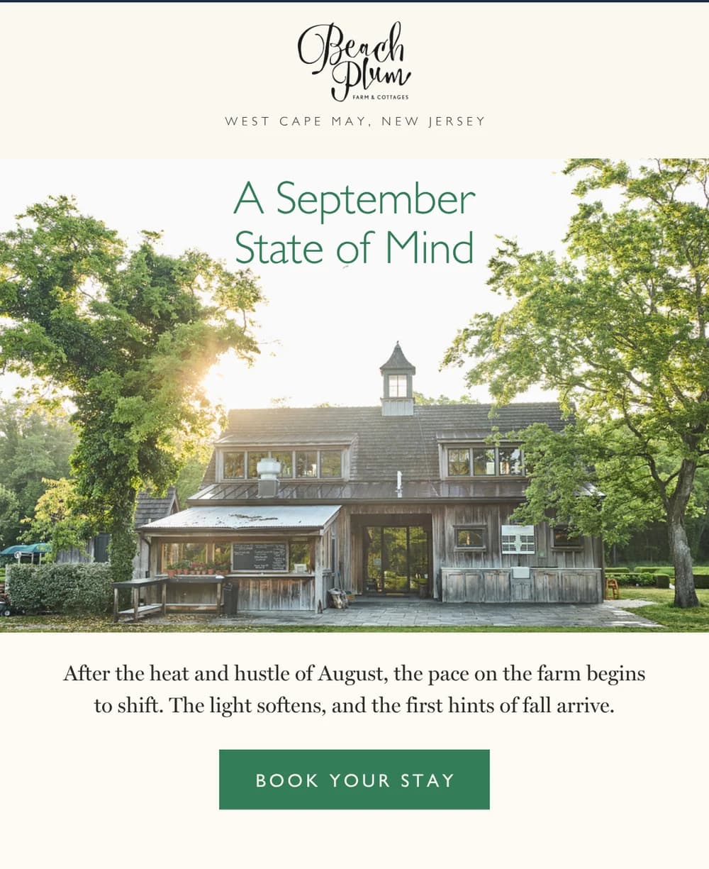 Beach Plum Farm email design for September State of Mind.