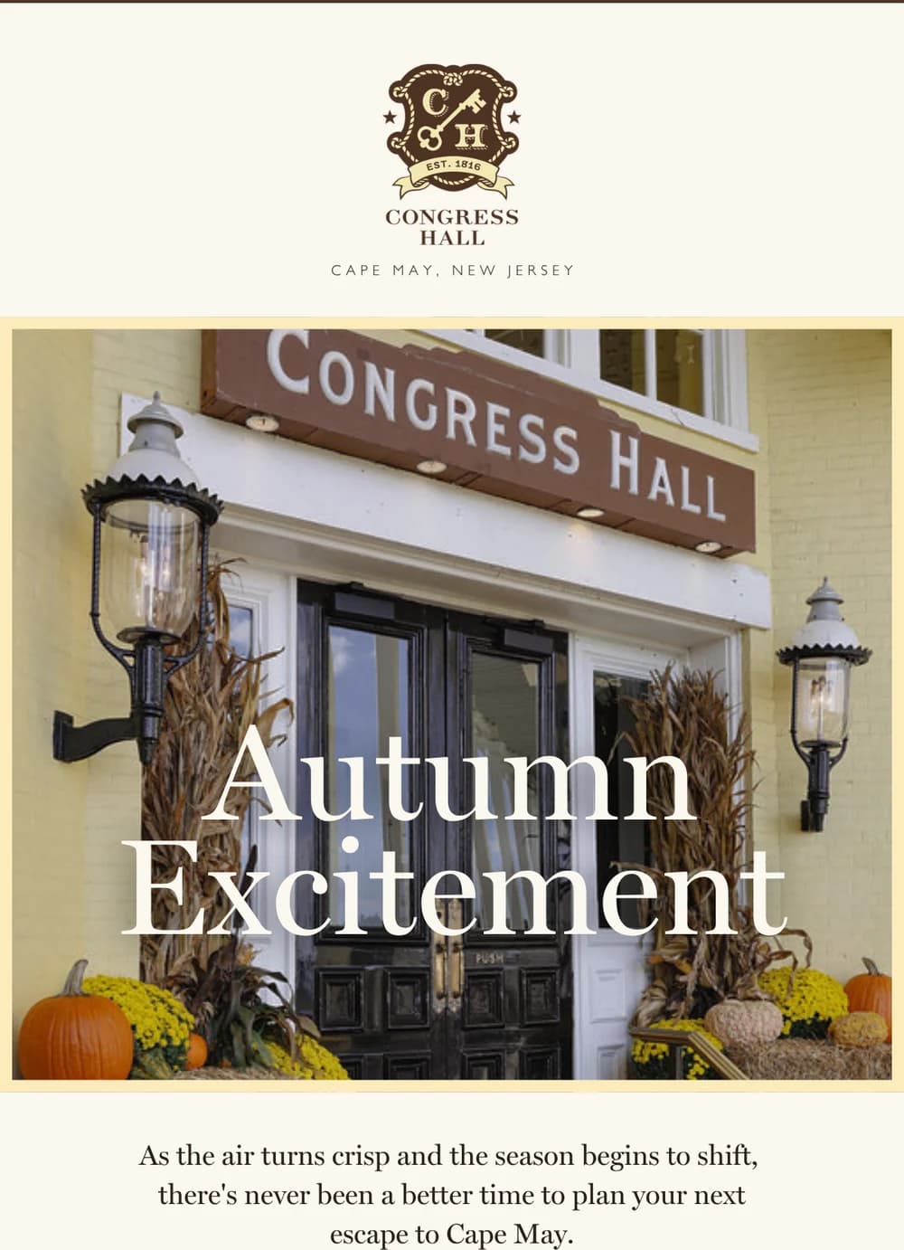 Congress Hall email design for Autumn Excitement.