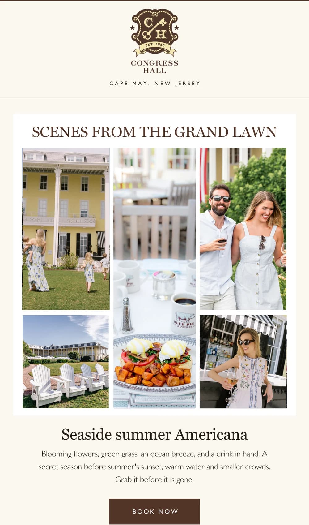 Congress Hall email design for Scenes from the Grand Lawn.