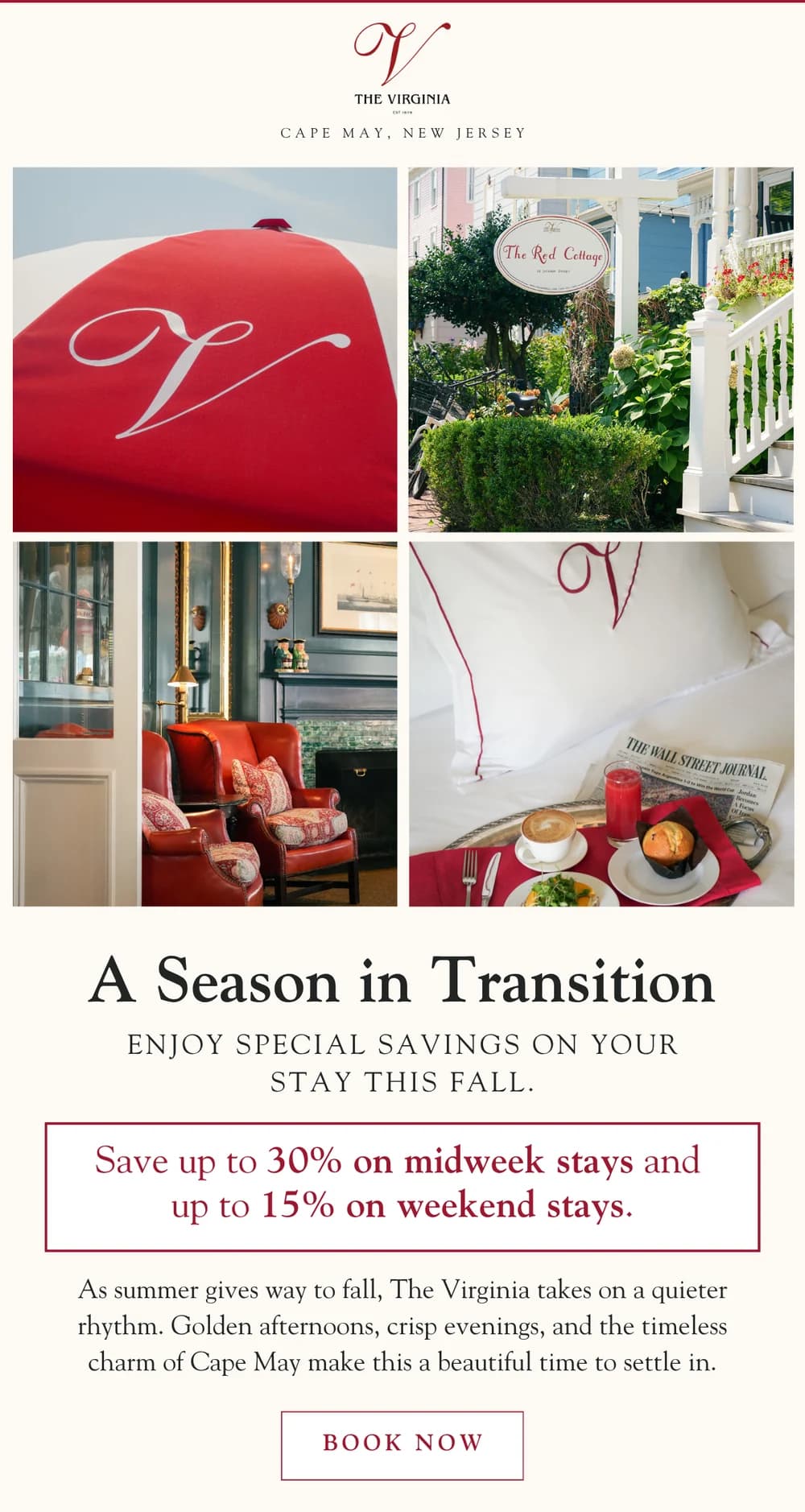 The Virginia email design for Fall Sale.