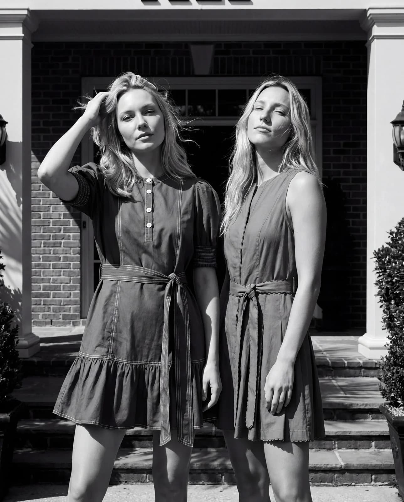 Cartolina: Two game-day looks in a monochrome portrait.
