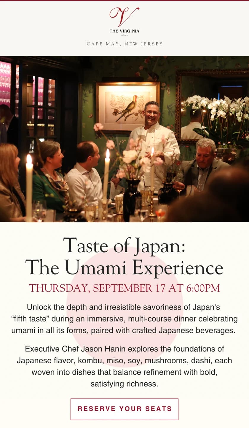 The Virginia email design for Taste of Japan.