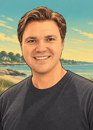 Illustrated portrait of Chris McDonald in Rowayton, Connecticut