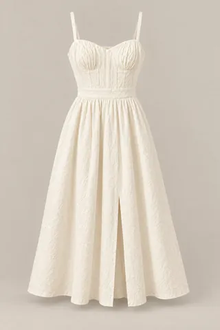 Ghost mannequin image of the ivory sundress.