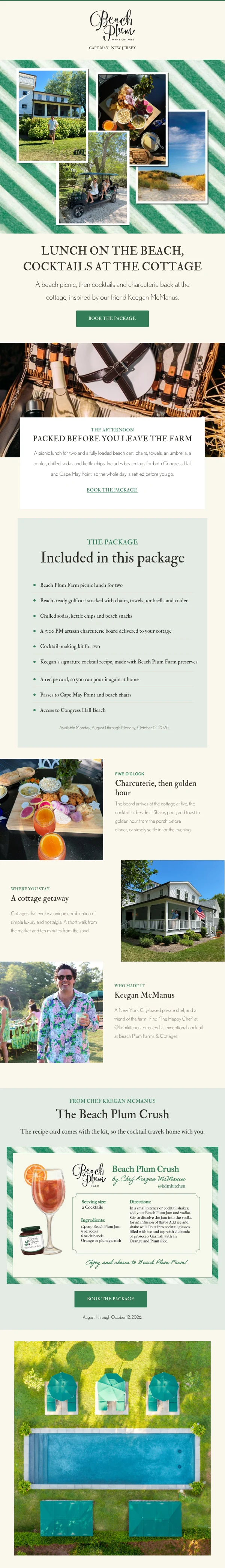 Beach Plum Farm email design for Lunch on the Beach, Cocktails at the Cottage.