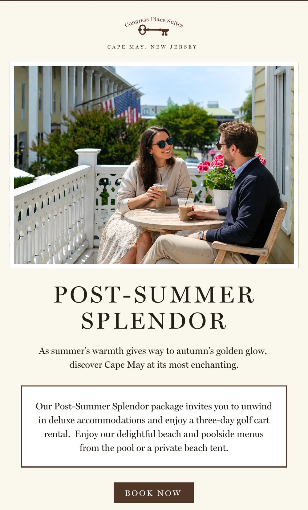 Congress Place Suites email design for Post-Summer Splendor.