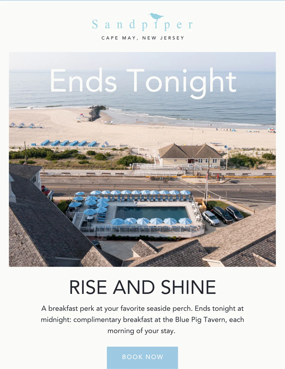 Sandpiper Beach Club email design for Ends Tonight.